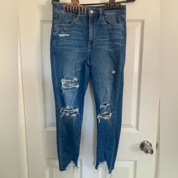 AmericanEagle 6X-Short Super Hi Rise Jeggings Ripped Ankle Length Stretch Jeans - Picture 1 of 13